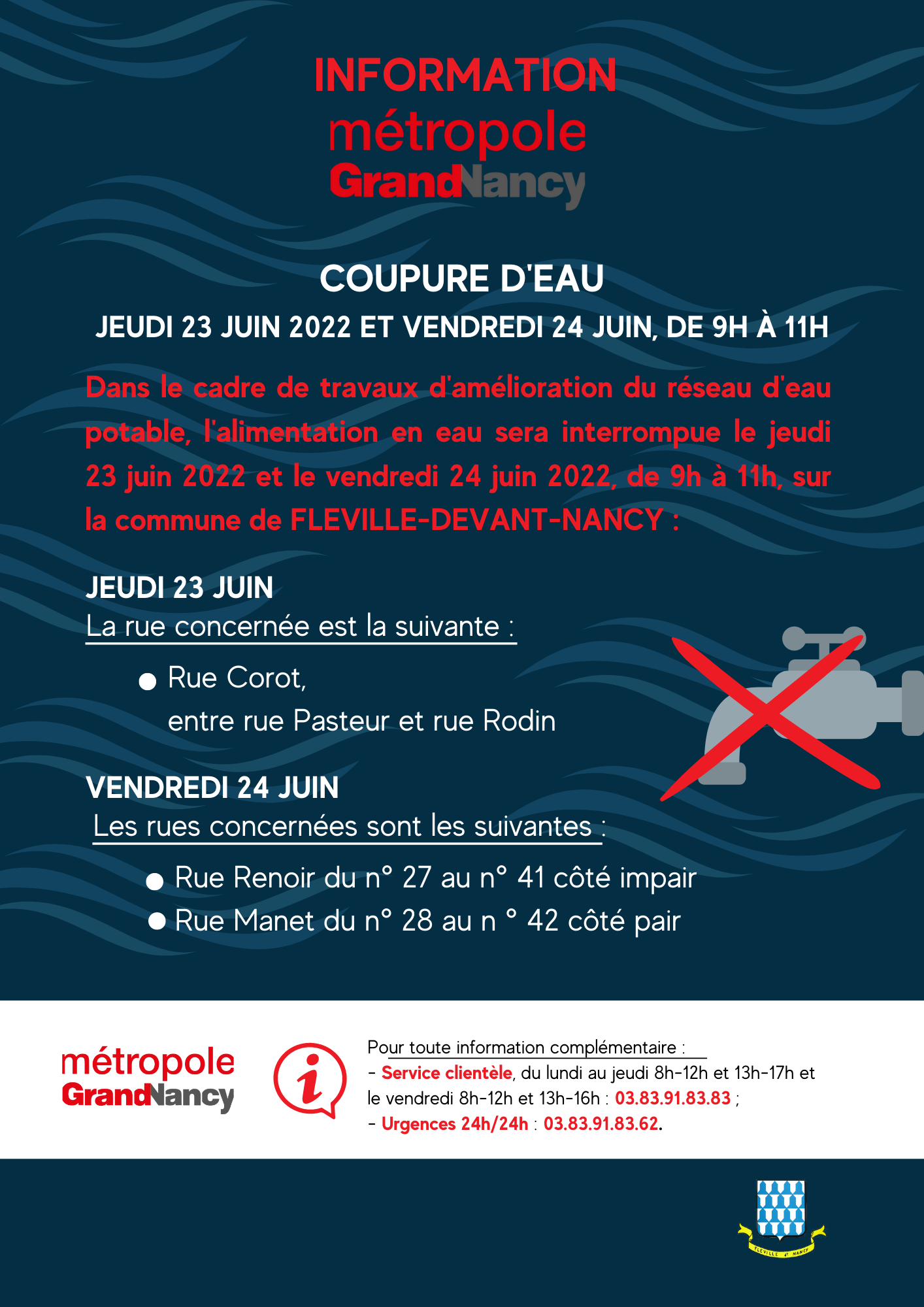 Affiche coupure eau juin 2022